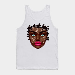 Afrocentric Woman Face Puzzle Tank Top